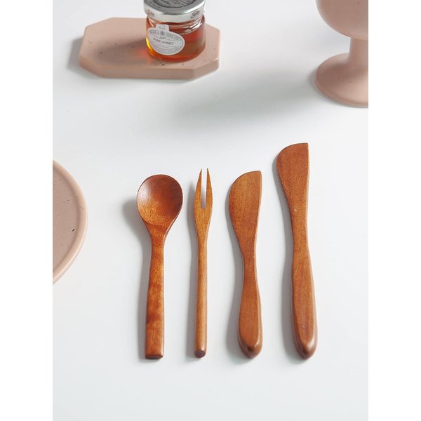 우드 포포 티스푼 티포크 롱버터나이프