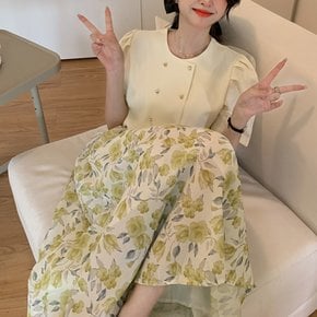 투피스 세트 반팔 여성 블라우스 롱 스커트 여름 셋업