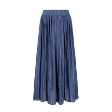 silk pleats skirt_blue