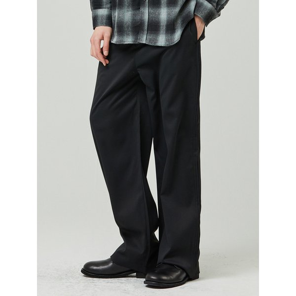 SIDE HALF BANDING PANTS [WIDE FIT]_BLACK