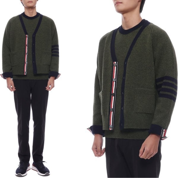 [부산점] 25FW 남성 사선 스트라이프 울 가디건 (MKC613B Y1026 310 25F)