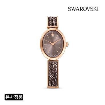 스와로브스키 [본사정품/쇼핑백증정] Crystal Rock Oval 블랙 로즈골드 시계 5656857