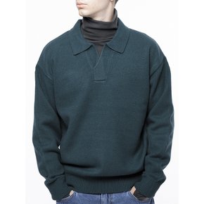 Dense Modal Open-collar Kint - Green /M243TP08GN