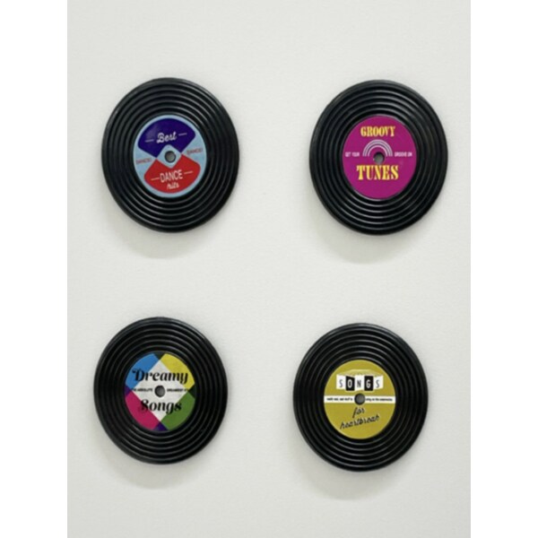 빈티지 카세트 테이프 레코드판 자석 4개 세트