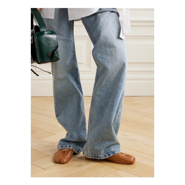 타비 스플릿 토 가죽 발레리나 플랫 1647597352613671