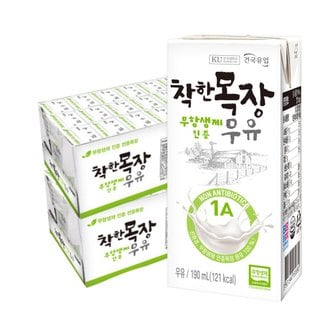  건국유업 착한목장 무항생제 우유 190ml 48팩/멸균우유