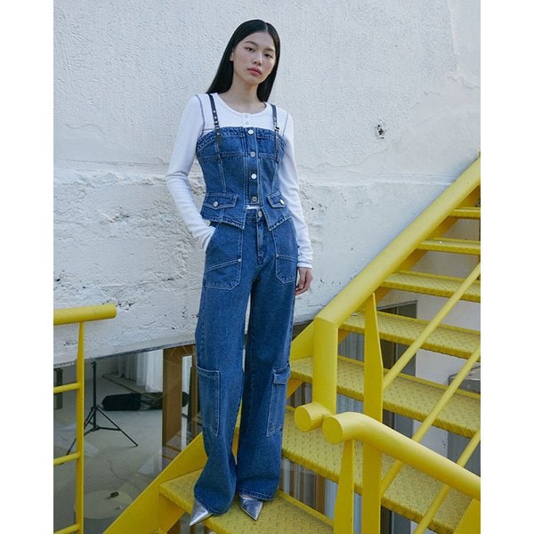 [시흥점] 여성 언발 포켓 와이드 나스판 데님팬츠 (ES1DP760)