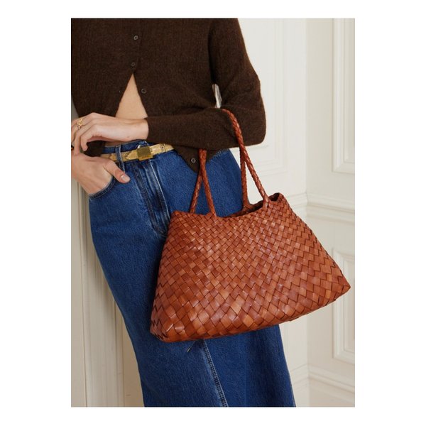 산타 크로체 빅 우븐 가죽 토트 백 탠 브라운 43769801095326628