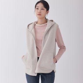 (2컬러) 뽀글이 퀄팅 후드집업 베스트 LCVTOA21