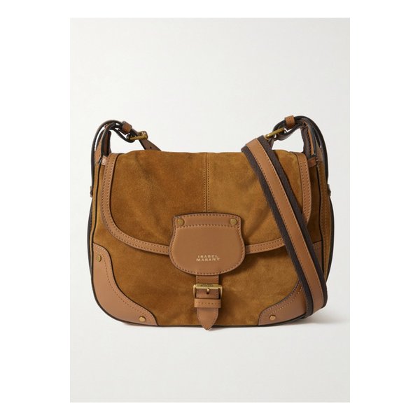 시에라 스터드 가죽 트리밍 스웨이드 숄더 백 탠 브라운 1647597357821040