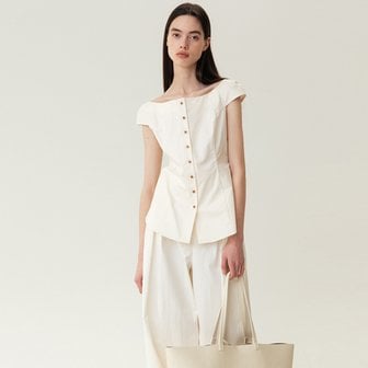 킨더살몬 RESORT23 Boat-Neck Blouse Cream