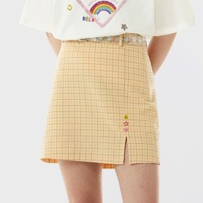 (SK-21145) CHECK CLEAR BELT SKIRT YELLOW