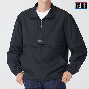 남성 3단 배색 아노락 점퍼 블랙