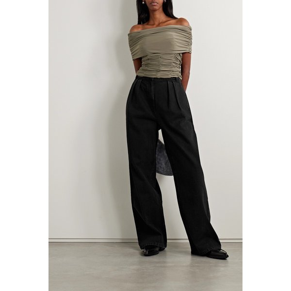 티비 스텔라 플리츠 로우라이즈 와이드 진 블랙 1647597319479899