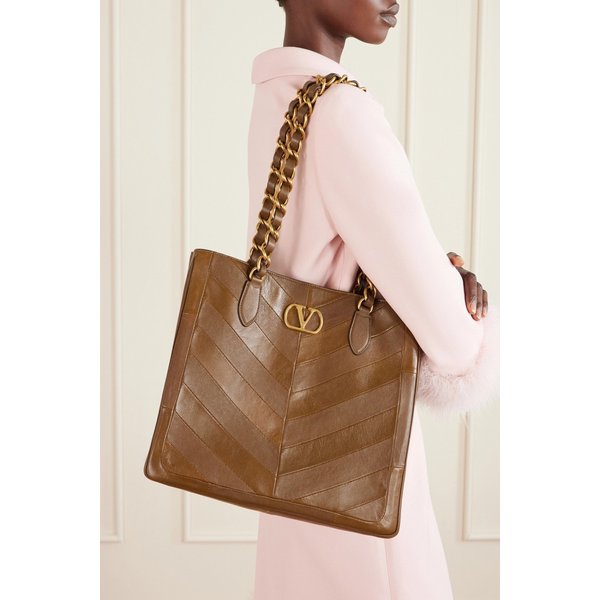 진 체인 디테일 패널 가죽 토트백 46376663162985064