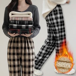 양털기모 코지 체크팬츠 6color / 44-77사이즈 밴딩 기모바지 홈웨어 데일리
