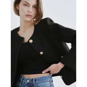 Tweed crop jacket / Black