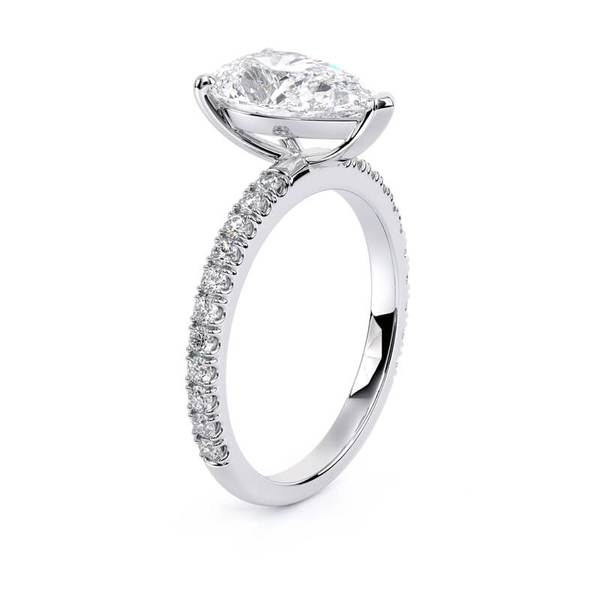 [LAB GROWN DIAMOND][Pear cut IGI 1.29ct D VS1] 2mm Basket Pave 1/2ctw