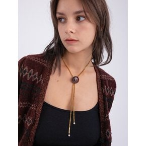 Button point bolo tie chain necklace (Wine)