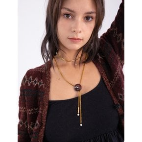 Button point bolo tie chain necklace (Wine)