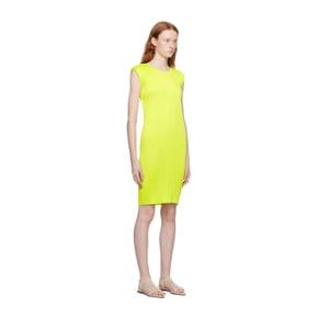플리츠플리즈 그린 뉴 컬러풀 베이직 3 미디 드레스 PP37JH809 59 Yellow Green