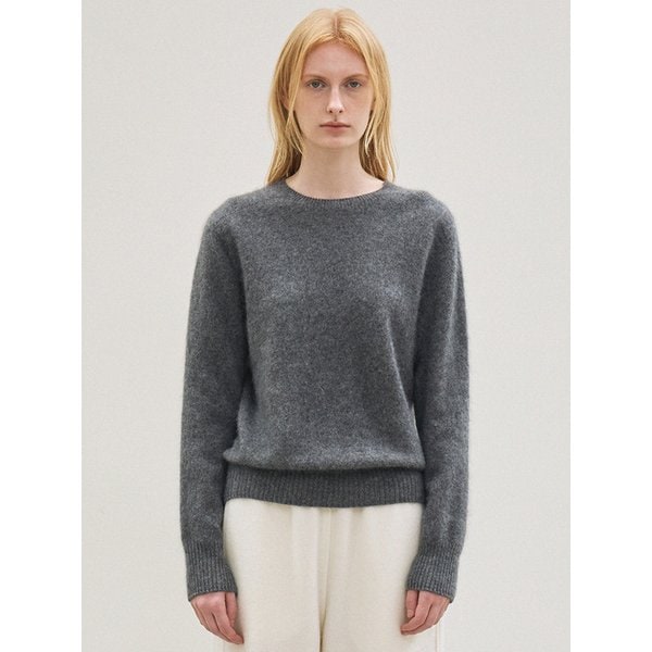 cashmere classic whole garment knitted pullover (charcoal)