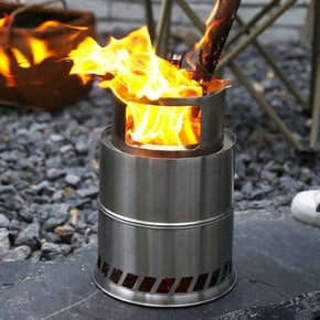 라운드 우드스토브 이중연소 캠핑 야외 불멍 장작 난로 바베큐 화로