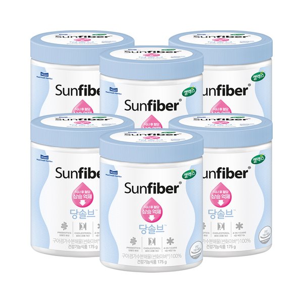 헬스뉴트리션 썬화이버 혈당케어 당솔브 175g 6캔