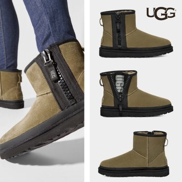 UGG 미국 어그 UGG 여성 클래식 지퍼 미니 부츠 테이프 로고 1144034S 번올리브