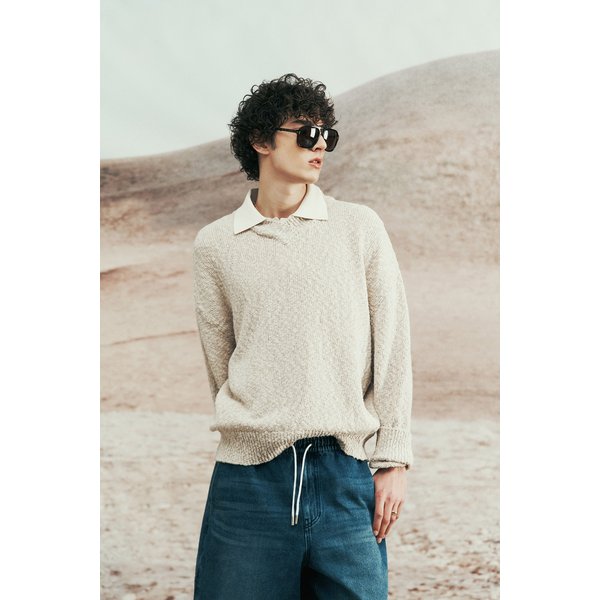 [여주점] [이로] 남성 TROPICAL 코튼 혼방 브이넥 니트 IQWBM24702IVX