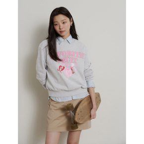 [26SS 시즌오프 30%][B. my] 그래픽 오버핏 스웨트 셔츠  그레이 (BF6241N013)
