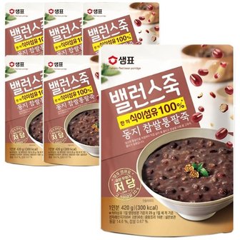  샘표 밸런스죽 동지 통팥죽 420g x 6개입 (WD89C22)