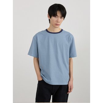 티메이커 COMFORT SEMI-CROPPED STRIPE HALF-SLEEVE TOP BL