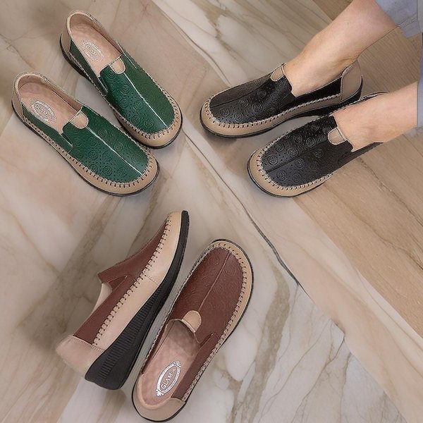 [옷자락] 여성 단화 톤다운 투톤 고무솔 슬립온