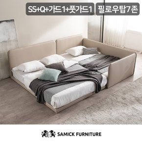 SAMICK 루시 슬림형 저상형 패밀리 침대 SS+Q(필로우탑 7존 독립 매트리스)+가드1+풋가드1