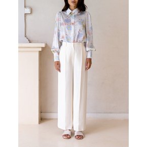 Skye Cream Wide-leg Bamboo Pants