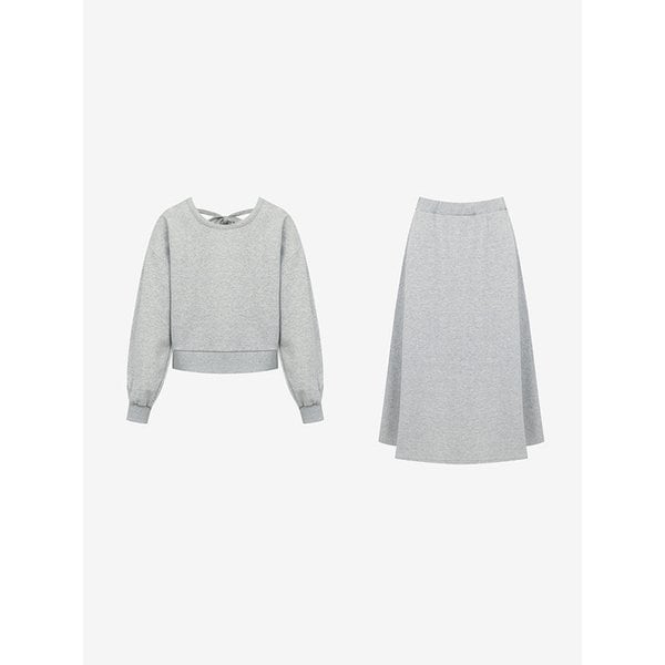 백 리본 스웻셔츠 + 훌 스커트 SET  (VMOBB1502)