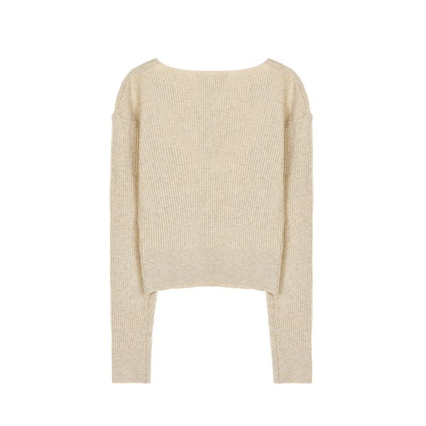 BUTTON-UP RIBBED KNIT CARDIGAN_BEIGE
