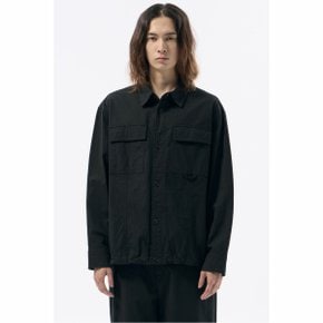 Black Creased Cotton Outer Shirt_CWSAW24301BKX