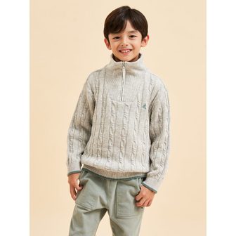 빈폴키즈 [30%OFF][BEANPOLE KIDS] 케이블 반집업 스웨터 - 그레이 (BI3851U013)