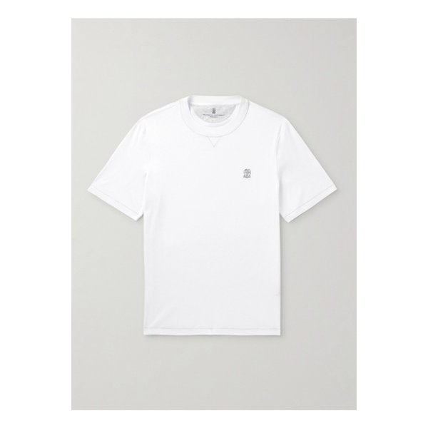 브루넬로쿠치넬리 로고 자수 코튼 저지 티셔츠 46376663162890315