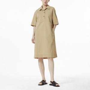 JAJU 여 사각사각 오픈 카라 코쿤핏 원피스(BEIGE / BLUE / BLACK)