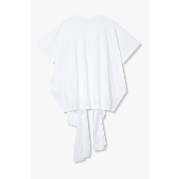 리본 모티프 드롭 숄더 티셔츠 (화이트) EN15108033000