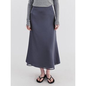 Classic Layered Satin Chiffon Long Skirt - Gray
