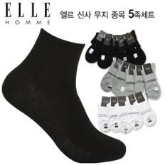 [ELLE]엘르 기획 신사 무지 중목 5족 세트_EH40322_5