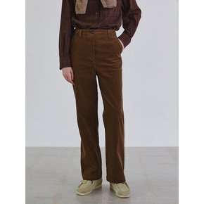 Corduroy belted straight pants_BROWN