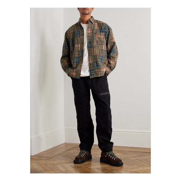 프리즘웍스 패치워크 체크 코튼 셔츠 브라운 46376663162897608