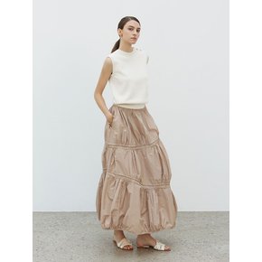 Balloon Banding Long Skirt Beige