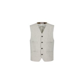 아모멘토 26FW Mens Stripe Pocket Vest, Beige