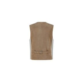 아모멘토 26FW Mens Stripe Pocket Vest, Beige